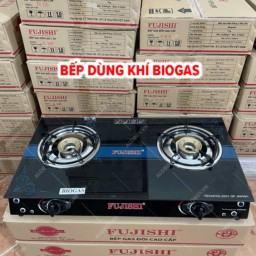 Bếp gas đôi BIOGAS mặt kính chén đồng Fujishi FJ-BG5 - - Hàng chính hãng