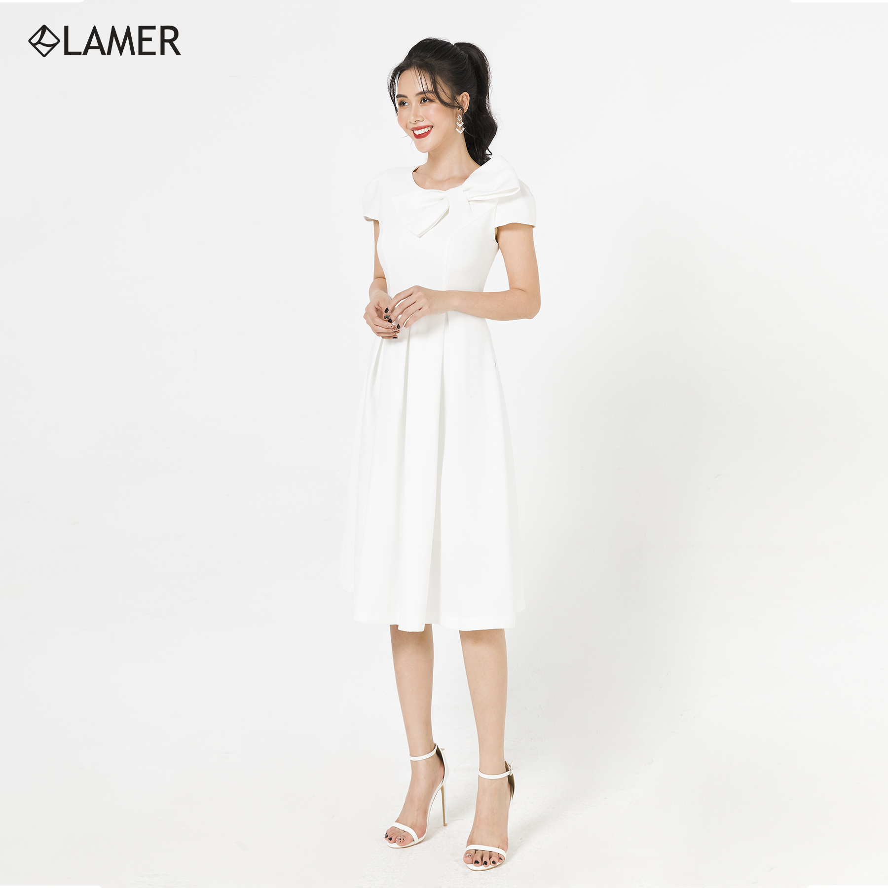 Đầm dạ hội xòe nơ cổ LAMER S63I20Q039