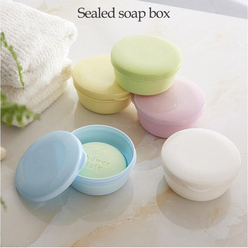 Soap Box Creative Travel Sealed Soap Holder Portable Round Handmade Soap Rack Double Layer Plastic Bathroom Soap Box