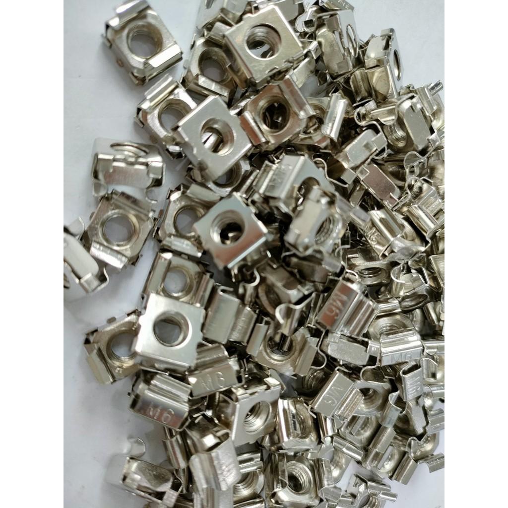 Combo 100c Đai ốc cài M6 mạ niken trắng sáng như inox
