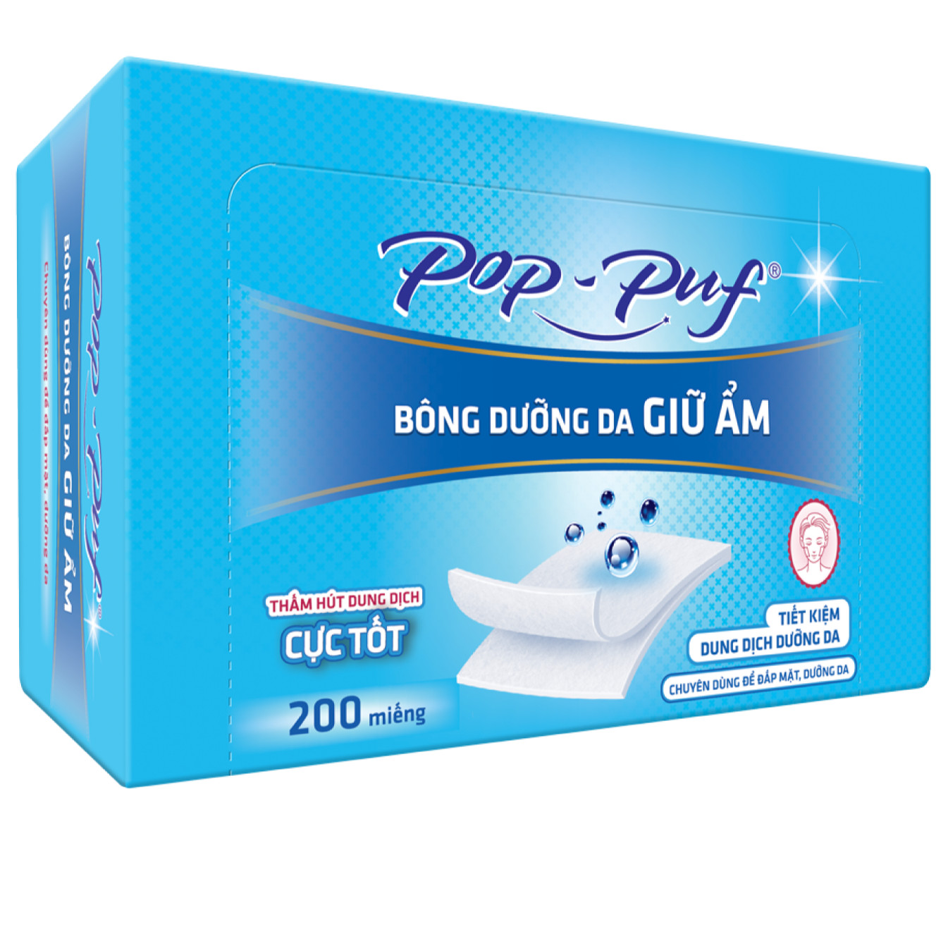 LỐC 5 BÔNG DƯỠNG DA GIỮ ẨM POP-PUF AIRLAID 200 MIẾNG