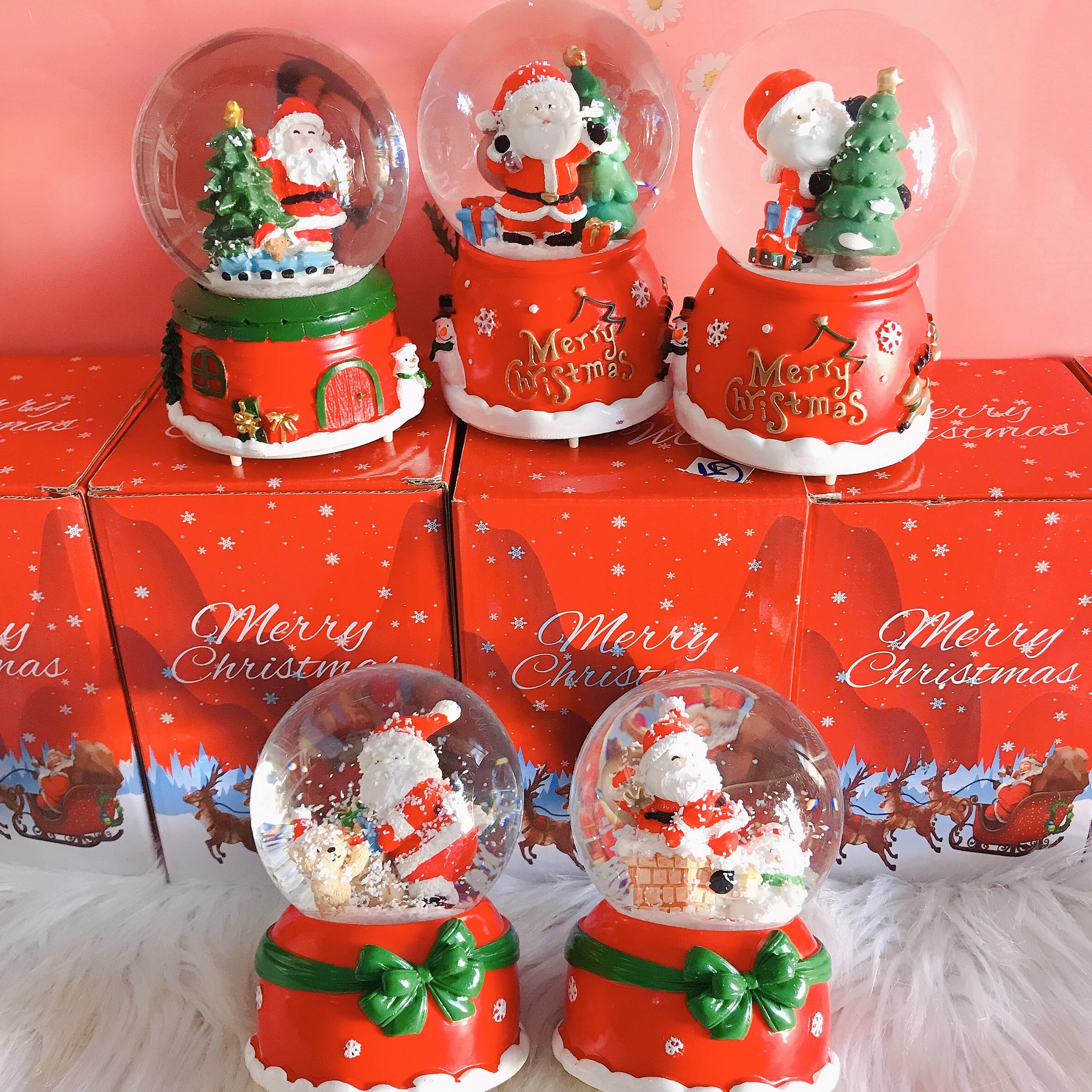 Quả Cầu Tuyết Phát Nhạc Ông Già Noel Và Người Tuyết - Siêu Dễ Thương - Tặng Pin - Size To 12cm