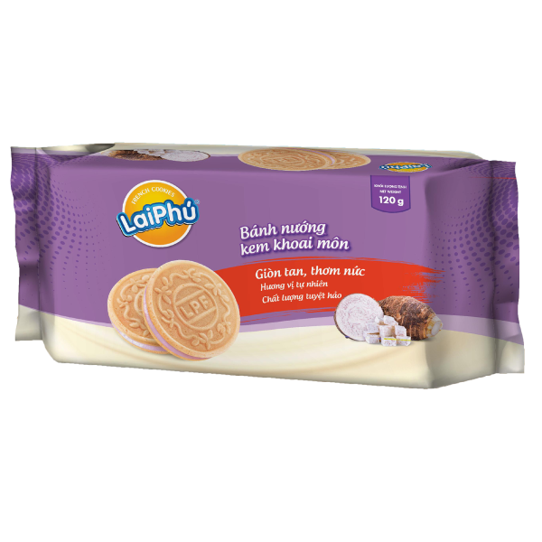 Combo 3 Gói Bánh Cookies Lai Phú Kem Môn 120G