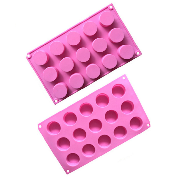 Khuôn silicon làm bánh, rau câu, bánh pudding, mousse 15 hình trụ tròn - Mã số 1016