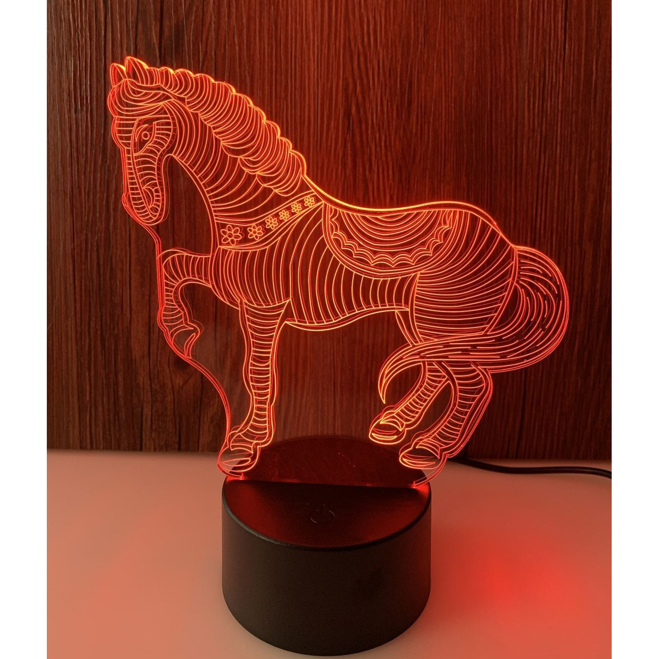 Đèn ngủ trang trí 3D ngựa vằn công tắc cảm ứng