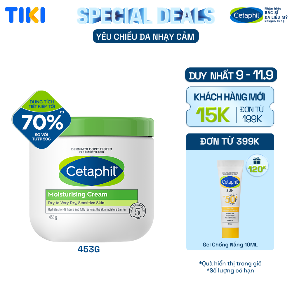 Kem dưỡng ẩm cho da nhạy cảm Cetaphil Moisturizing Cream 453g