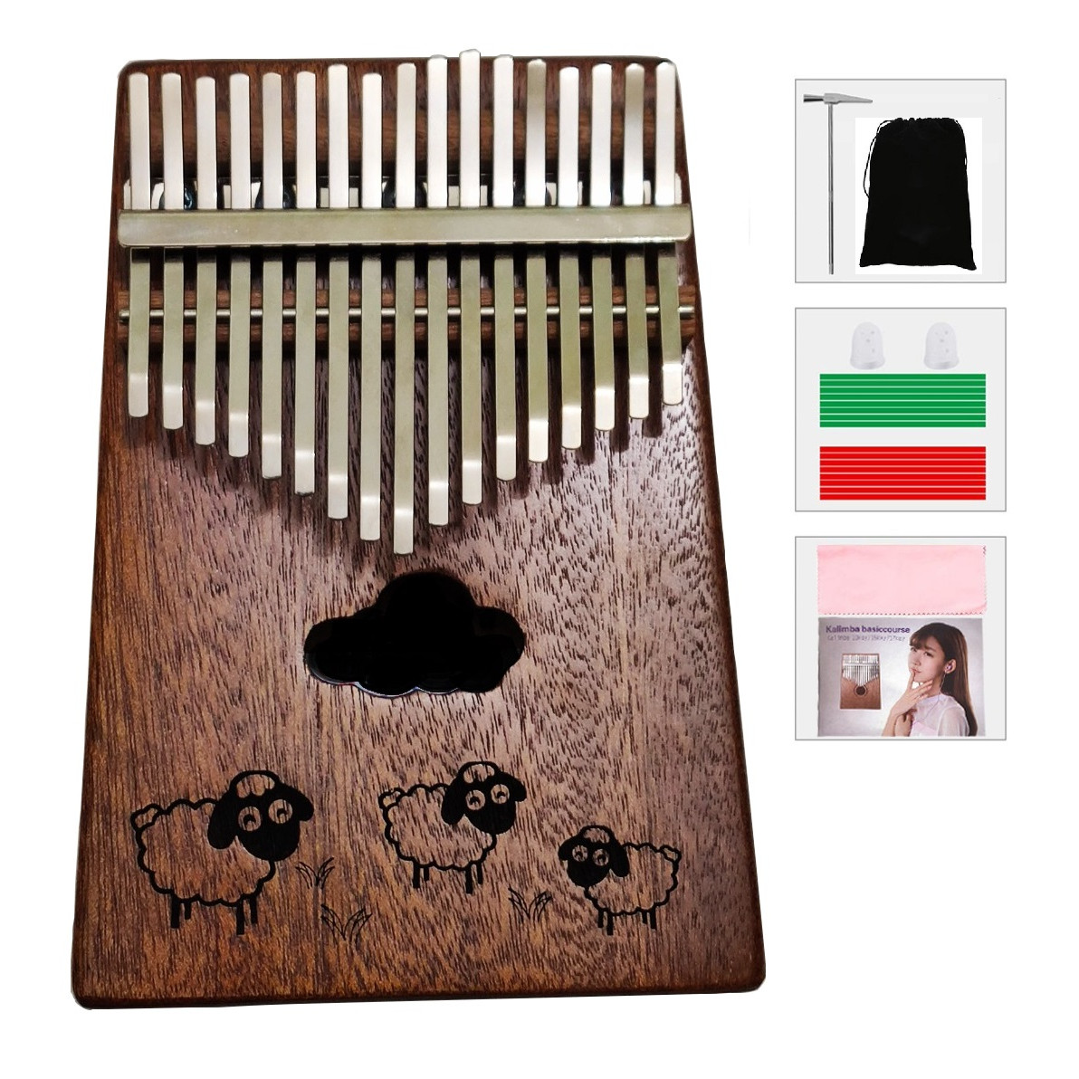 Đàn kalimba 17 phím hoạt hình IM667-KLI001- Đầy đủ phụ kiện, âm vang, phím chuẩn