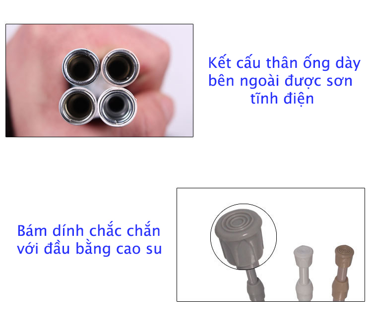 Thanh treo đa năng chân tròn sơn tĩnh điện không cần khoan bắt vít 60-110cm