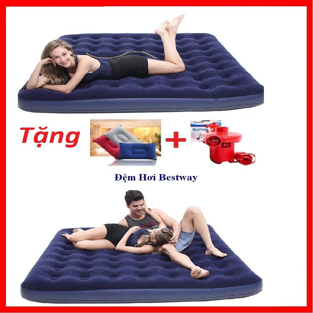 Nệm Hơi Đệm Hơi Cao Cấp Bestway Tặng 1 Bơm điện 203*152*22CM Kèm 1 Gối Hơi