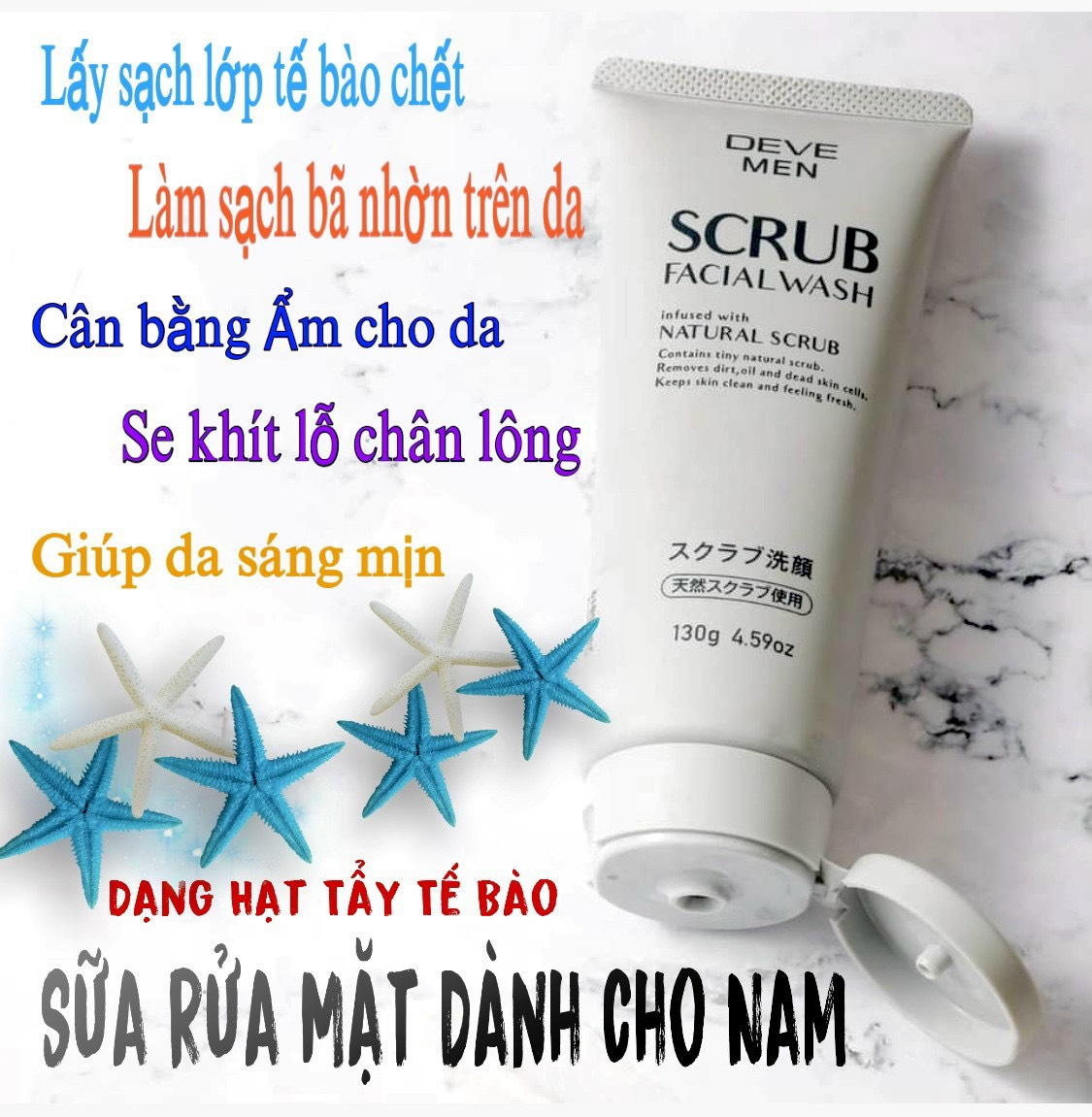 Sữa Rửa Mặt Deve Hạt Scrub Dành Cho Nam Giới (130g)