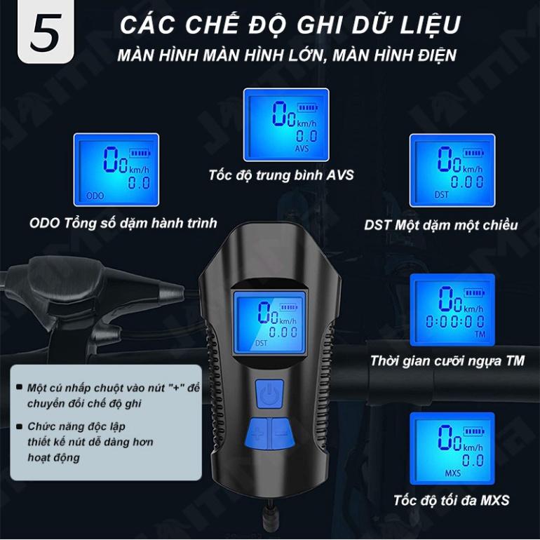 Đèn pha xe đạp chống thấm nước 4 chế độ sáng 6 âm thanh có cổng sạc USB 3 chế độ bảnE cao cấp BL317