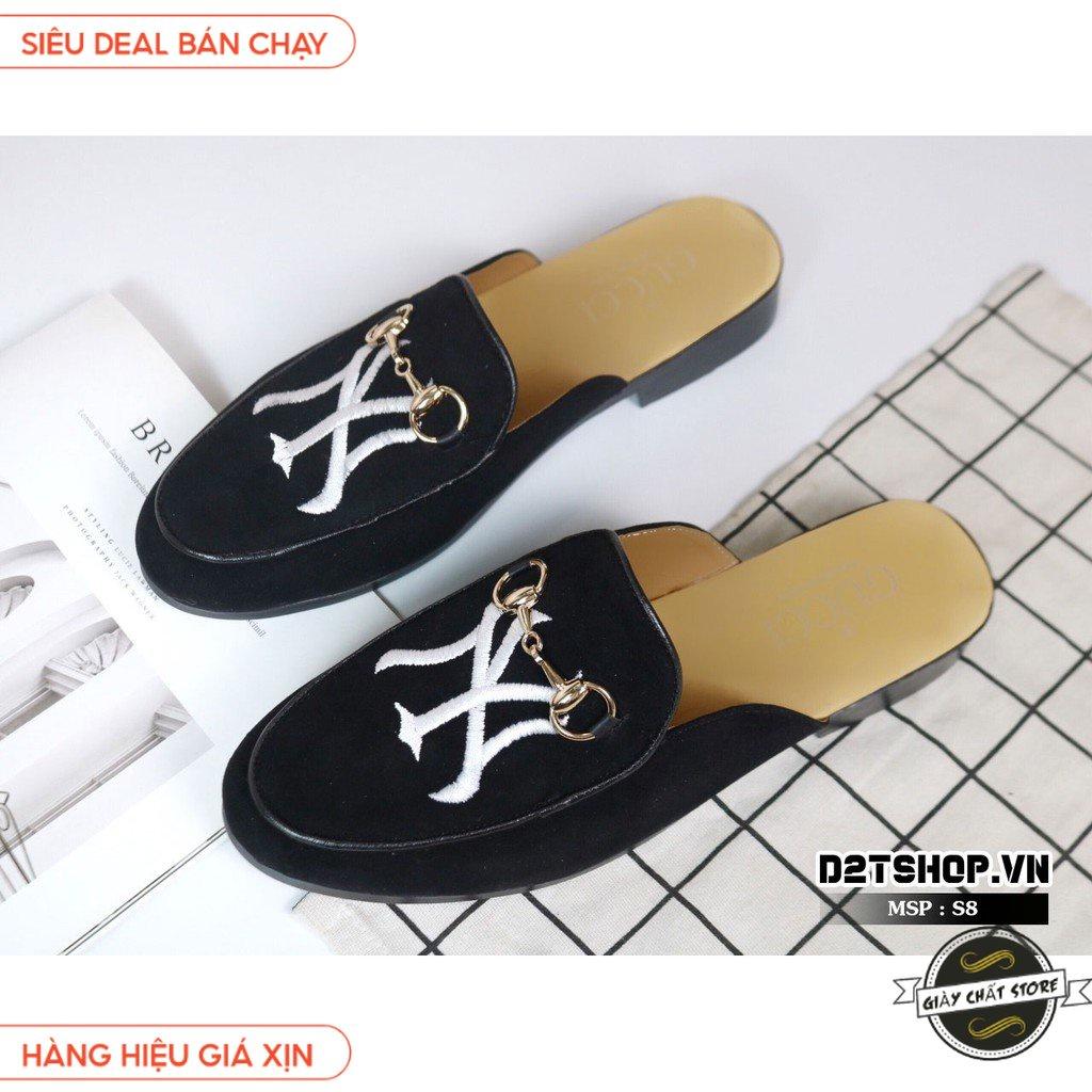 Giày sục nam nhung thêu NY kết hợp xích vàng giá rẻ S8 B2