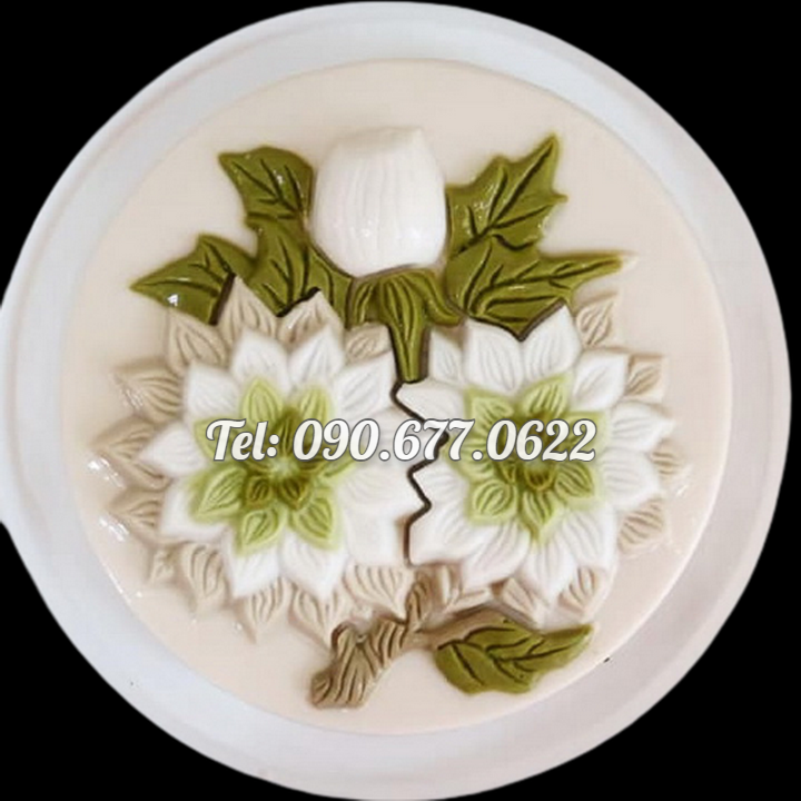 Khuôn rau câu sinh nhật, cưới hỏi hoa cúc đôi – Khuôn hình tròn loại 20 cm - Mã số 1429
