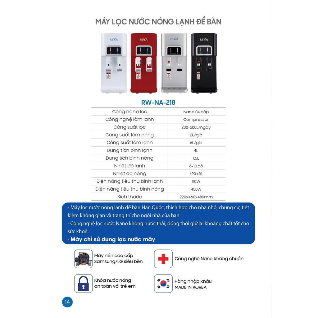 Máy Lọc Nước Nóng Lạnh Hàn Quốc REWA - Thiết kế để bàn - RW-NA-218 - Hàng Chính Hãng