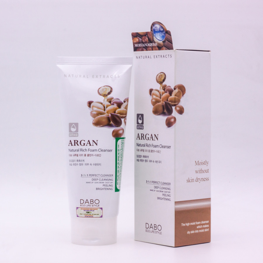 Sữa rửa mặt cho da dầu Hàn Quốc Dabo Argan Natural Rich Foam Cleanser (180ml)