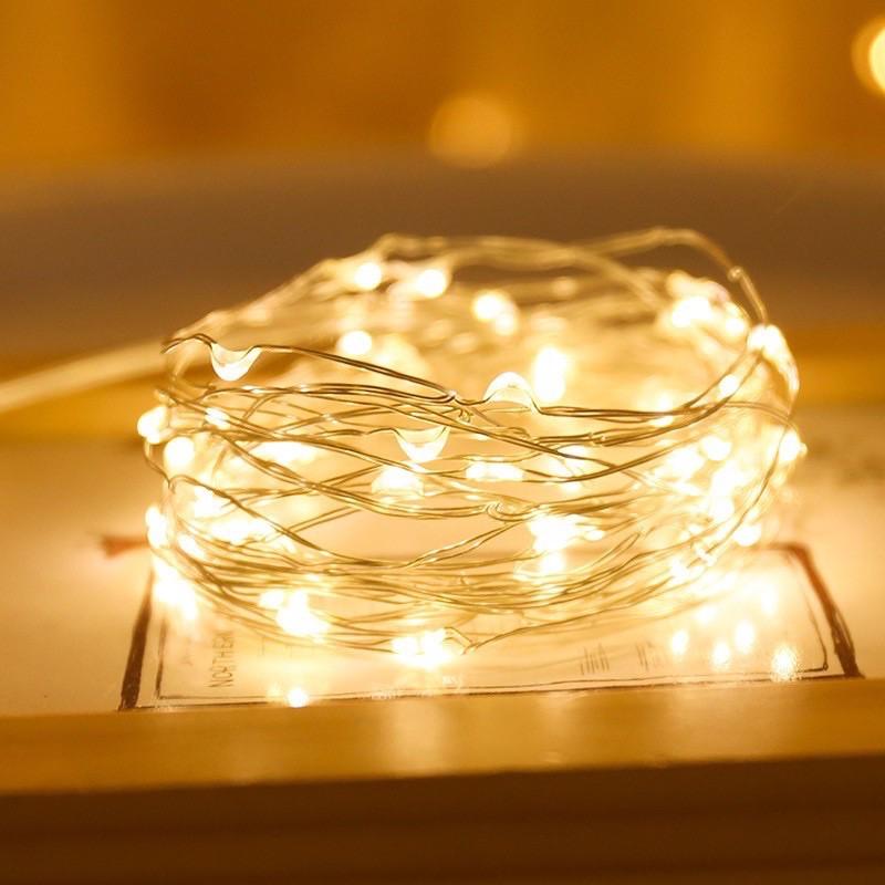 Đèn led trang trí/fairy light/ đèn đom đóm dùng pin 3 chế độ nháy sẵn pin 1m
