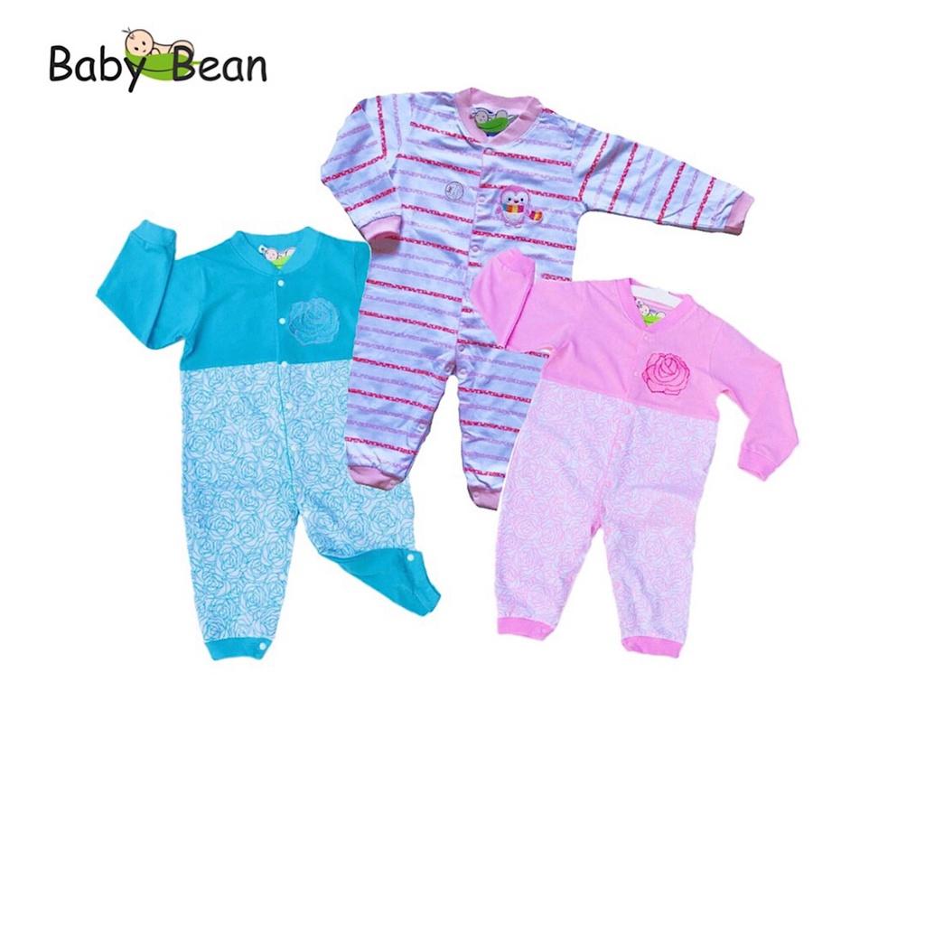 1 Bộ Bodysuit Thun Cotton Tay Dài Quần Dài Bé Sơ Sinh Gái BabyBean (MÀU NGẪU NHIÊN)