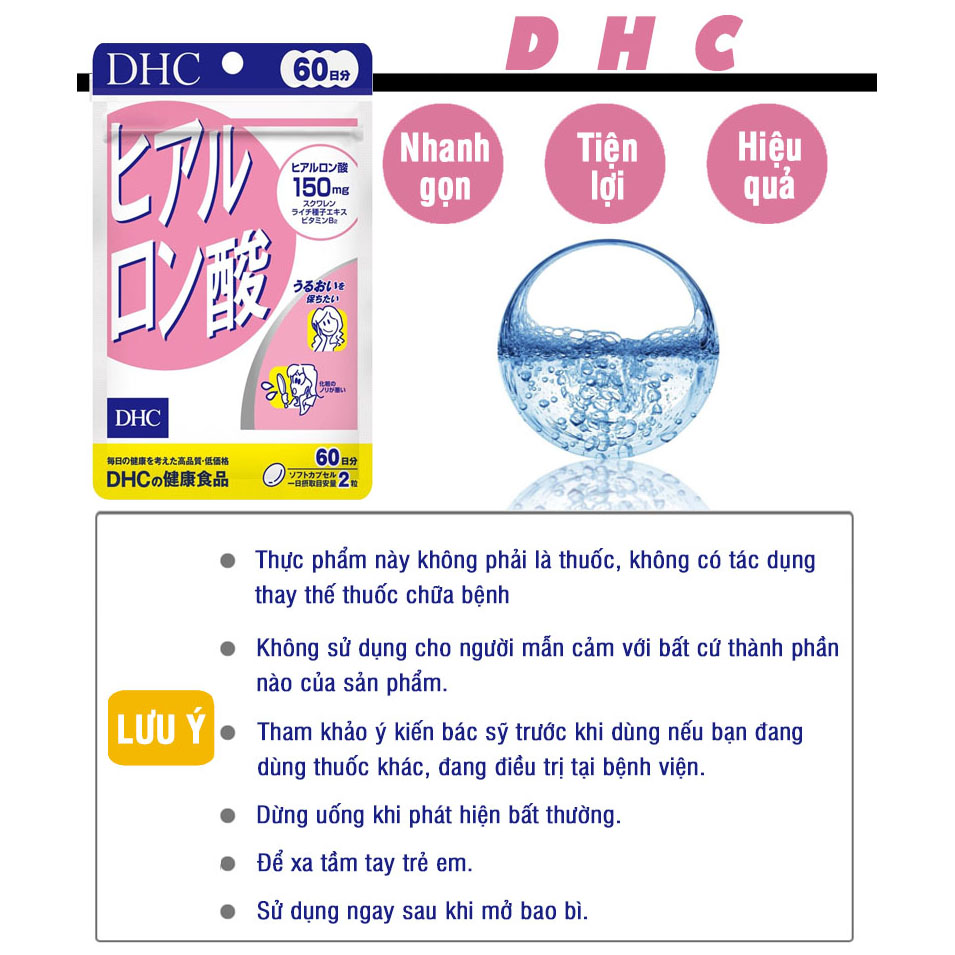 Viên uống cấp nước DHC Nhật Bản Hyaluronic Acid thực phẩm chức năng cấp ẩm, làm đẹp và bảo vệ da, chống oxy hóa, củng cố sức khỏe cho cơ thể JN-DHC-HA30