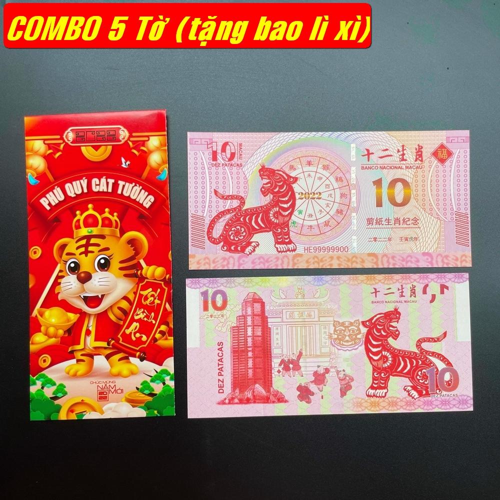 Combo 5 tờ Tiền Macao 10 con Cọp tài lộc lì xì Tết