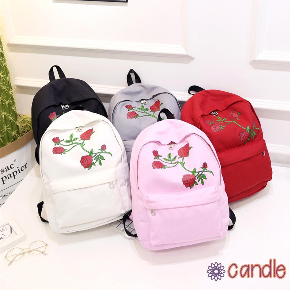 Ba Lô Vải Canvas Cỡ Lớn In Hoa Xinh Xắn Cho Nữ