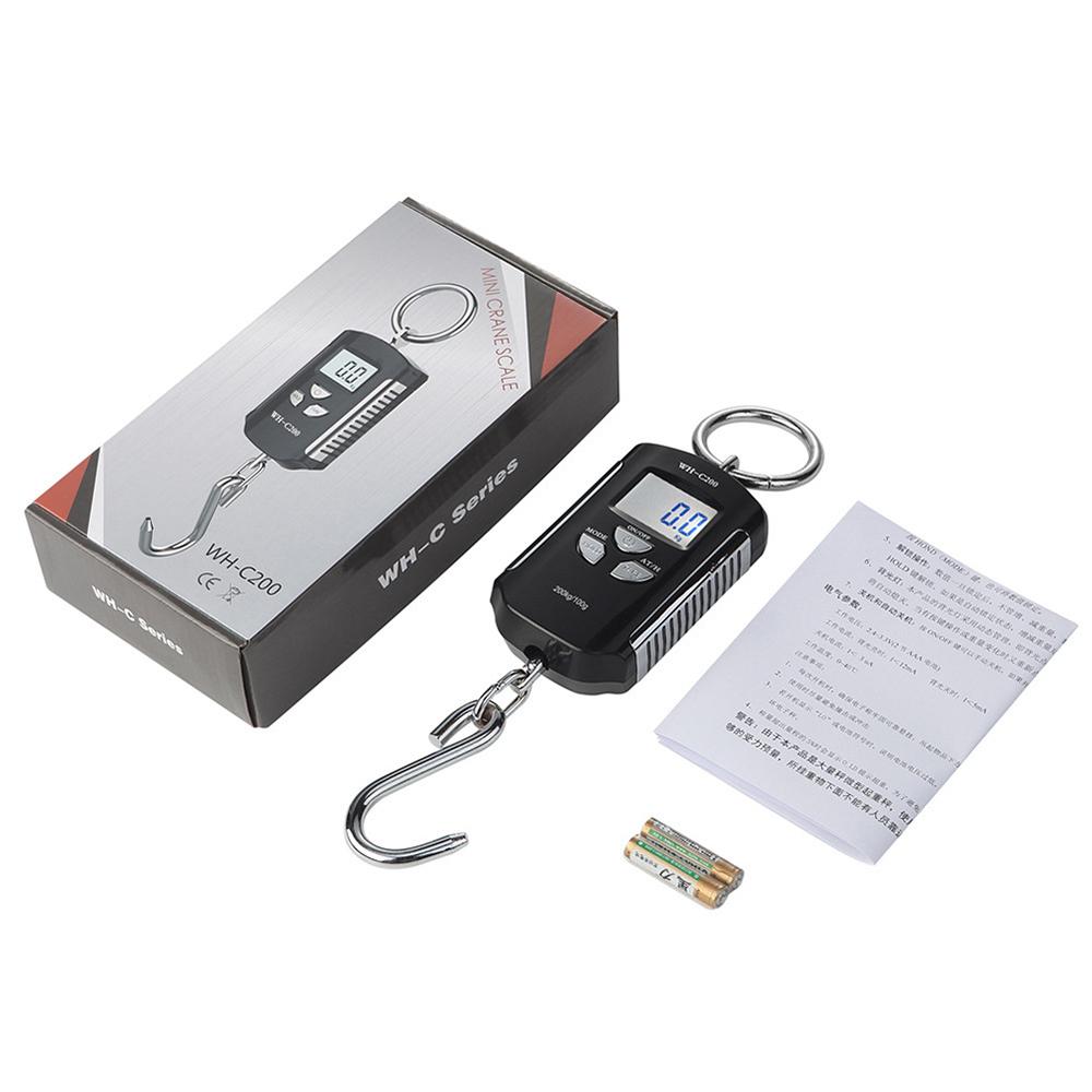 Digital Hanging Scale 200kg/ 440lb Portable Crane Scale LCD Backlight Steel Hook Scales for Farm Fishing Hunting Food Market Outdoor Work