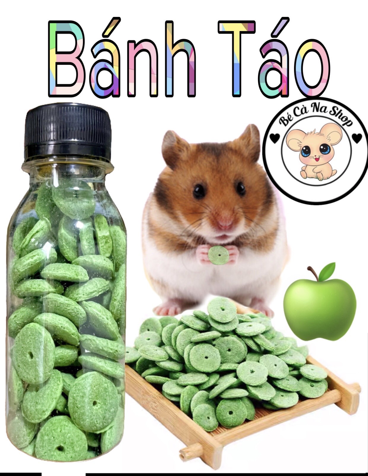 bánh táo cho hamster [bé cà na] thức ăn hộ trợ mài răng cho hamster thỏ bọ sóc chinchilla ...