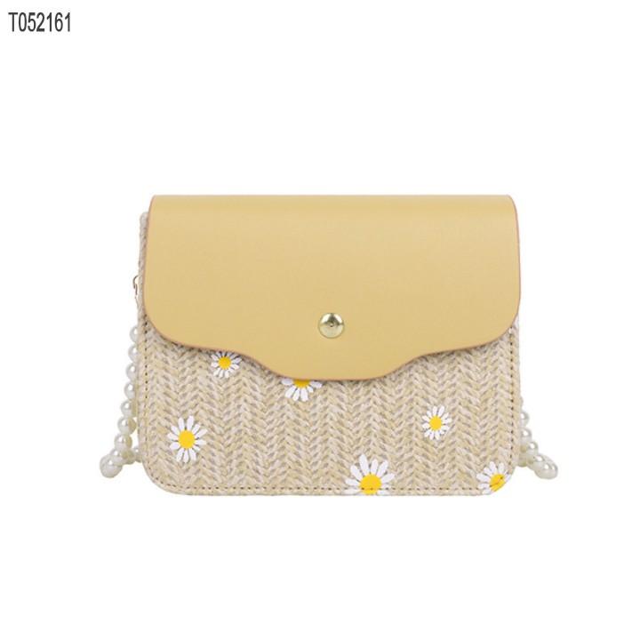 T052161- Túi đeo chéo nữ xu hướng thời trang mới kết hợp chất liệu kiêm chuỗi dây phiên bản Hàn Quốc