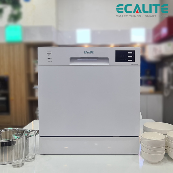 Máy Rửa Chén Ecalite EDW-SMS6080WH - 8 Bộ - 6 Chương Trình Rửa - Hàng Chính Hãng