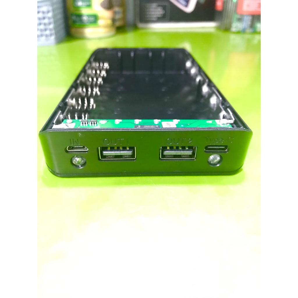 Box sạc dự phòng không pin 6 cell 18650 có cổng Type-C màu đen