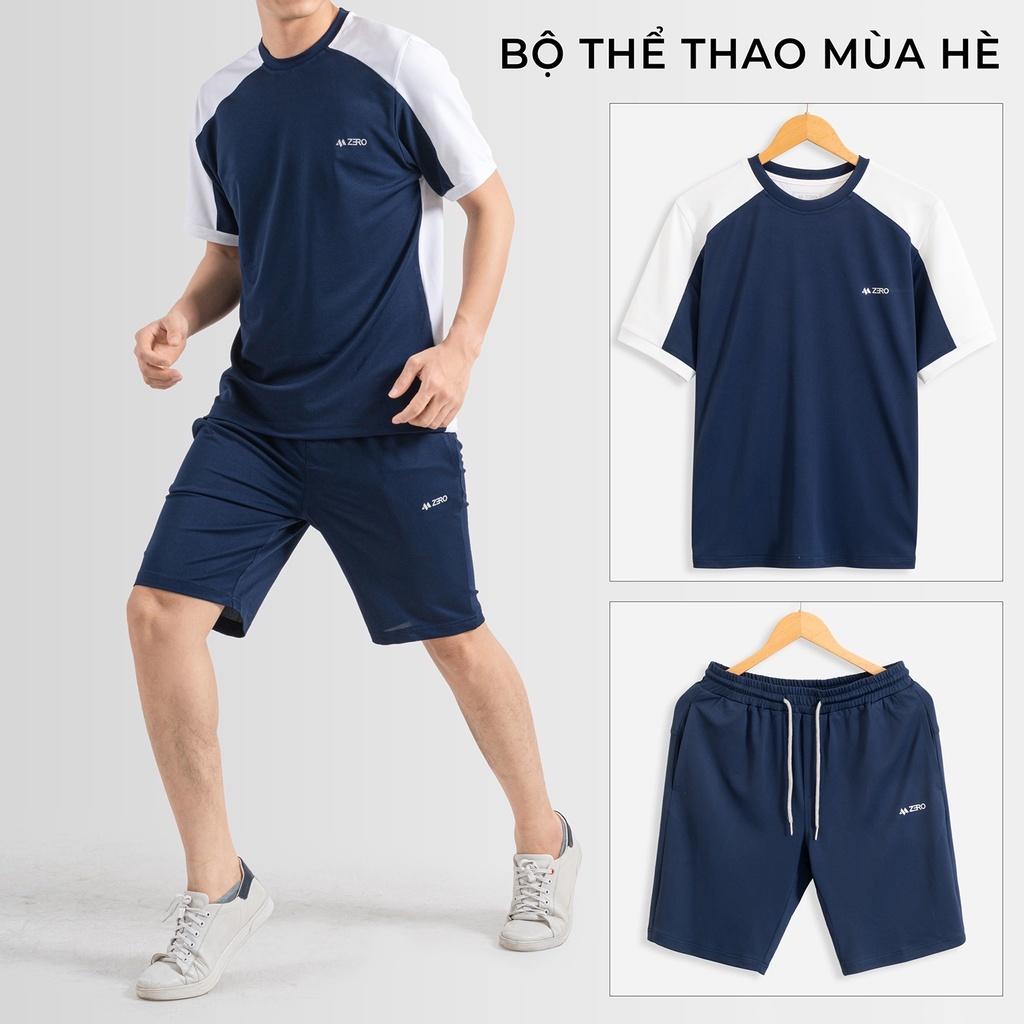 Bộ thể thao nam mùa hè Đồ Bộ nam mùa hè cộc tay cổ tròn chất thun mát