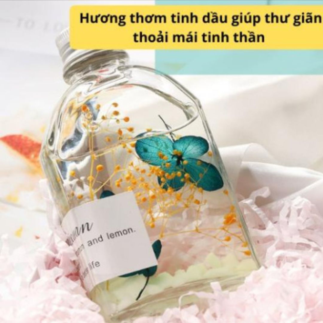 Tinh Dầu Thơm Phòng Que Gỗ Phát Sáng Ban Đêm, Lọ Khuếch Tán Xông Phòng, Khử Mùi Không Khí 100ml Chai Dẹt