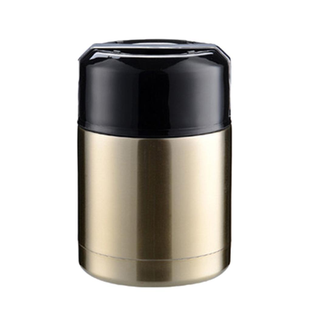 Stainless Steel Food Jar Wide Mouth for Hot Food Lunch Box Lid Golden 800ml