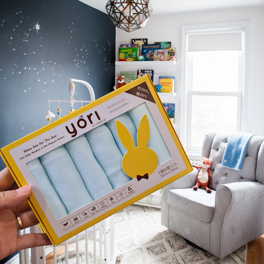 Hộp 6 Khăn sữa sợi tre lụa YORI cho bé sơ sinh