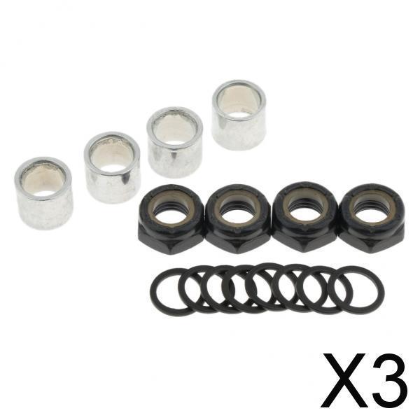 3xSkateboard Longboard Truck  Kit Axle  Washers Nuts Spacer Black