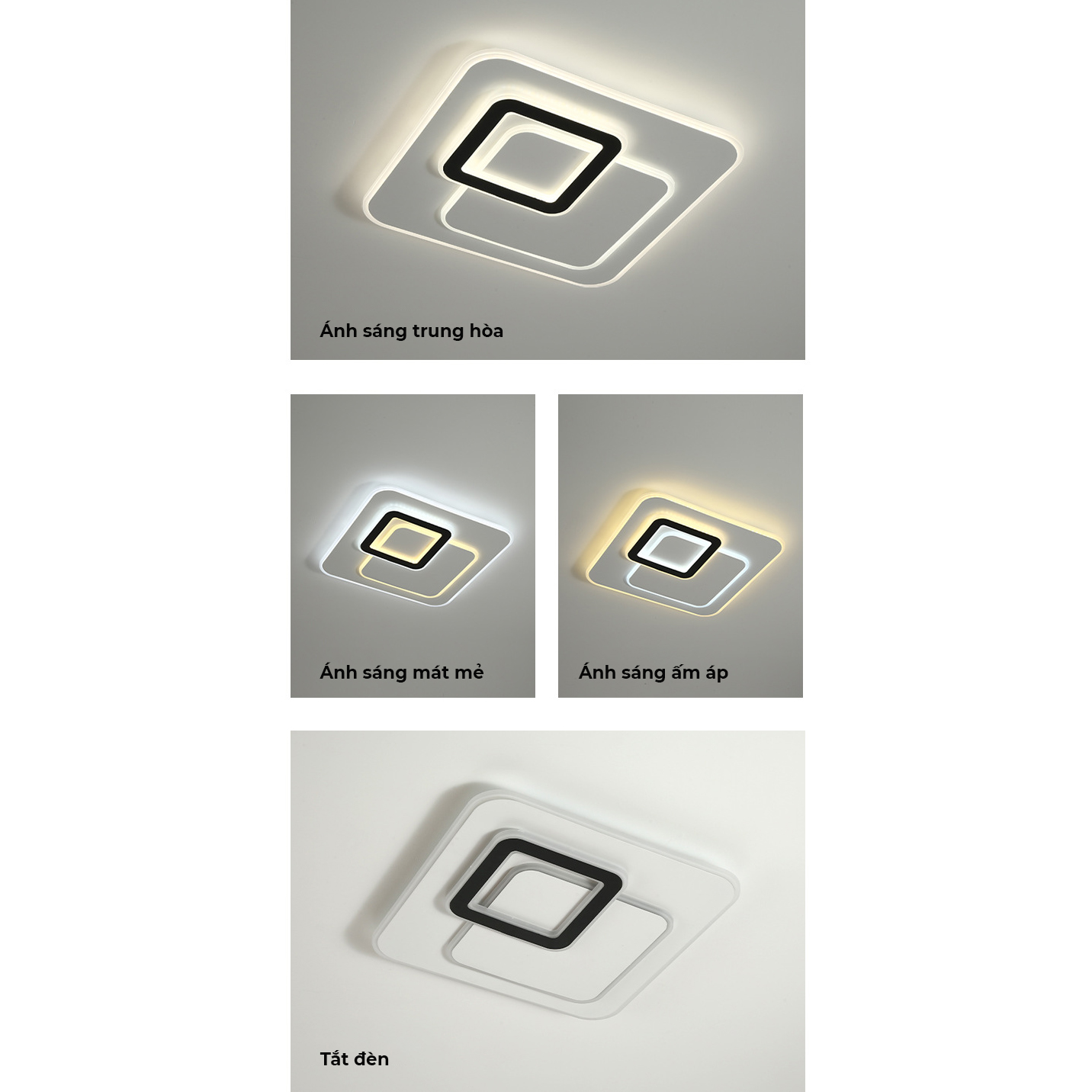 Đèn led ốp trần trang trí phòng khách, phòng ngủ, có thể chuyển 3 màu và điều chỉnh cường độ sáng bằng điều khiển từ xa