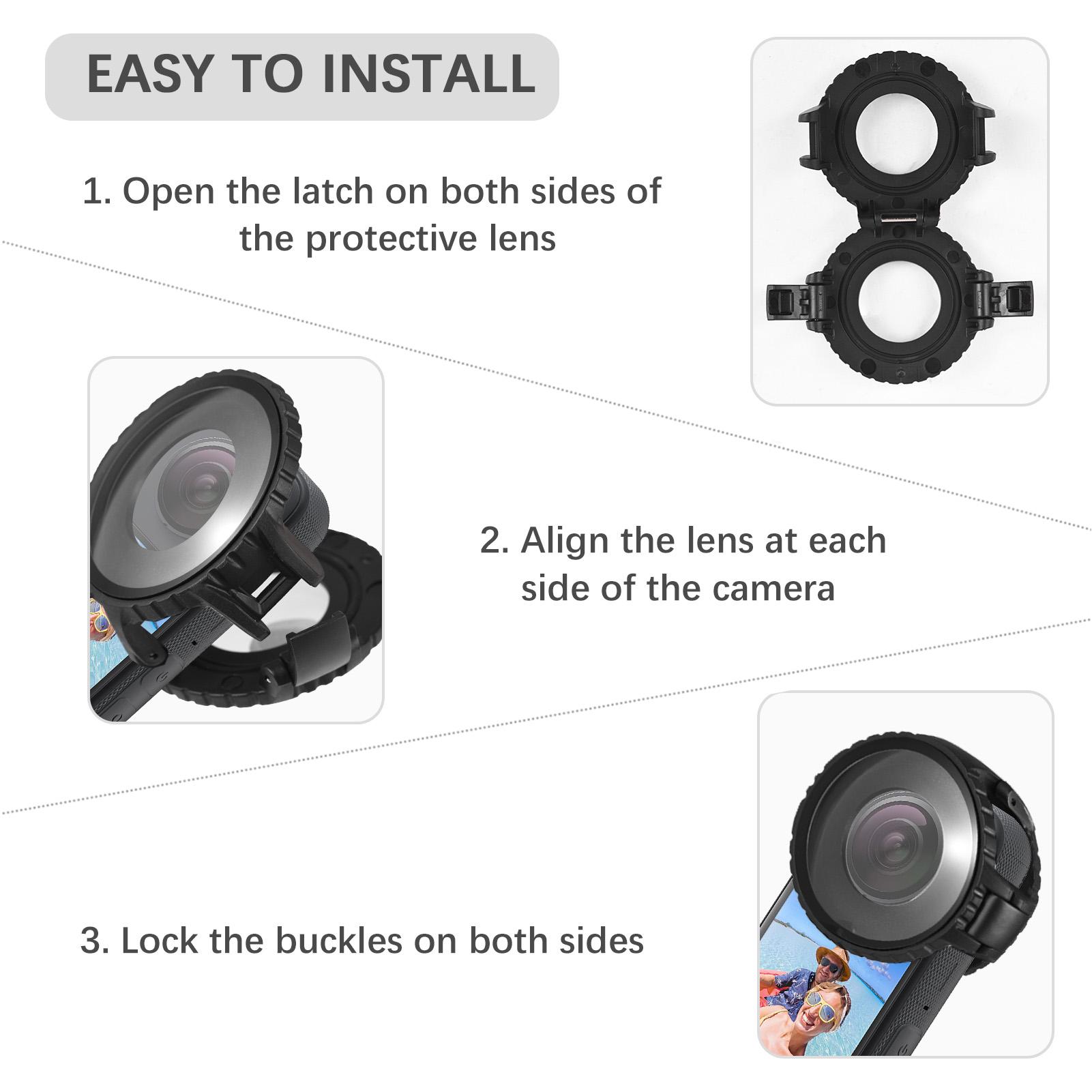 Premium Lens Guards Lens Protective Cover 10M/32.8ft Waterproof Depth Compatible with Insta360 ONE X2 Camera