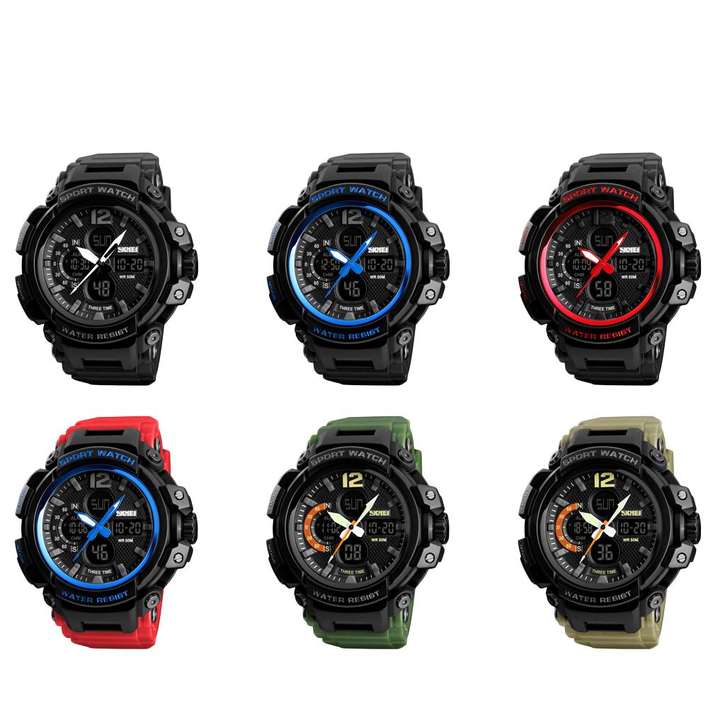 5ATM Waterproof Multifunction Digital Watch Electronic Waterproof Alarm Calendar Quartz Sports Wristwatch