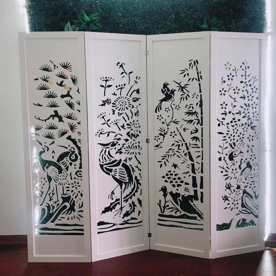 VÁCH NGĂN BÌNH PHONG TỨ QUÝ (TÙNG CÚC TRÚC MAI)
