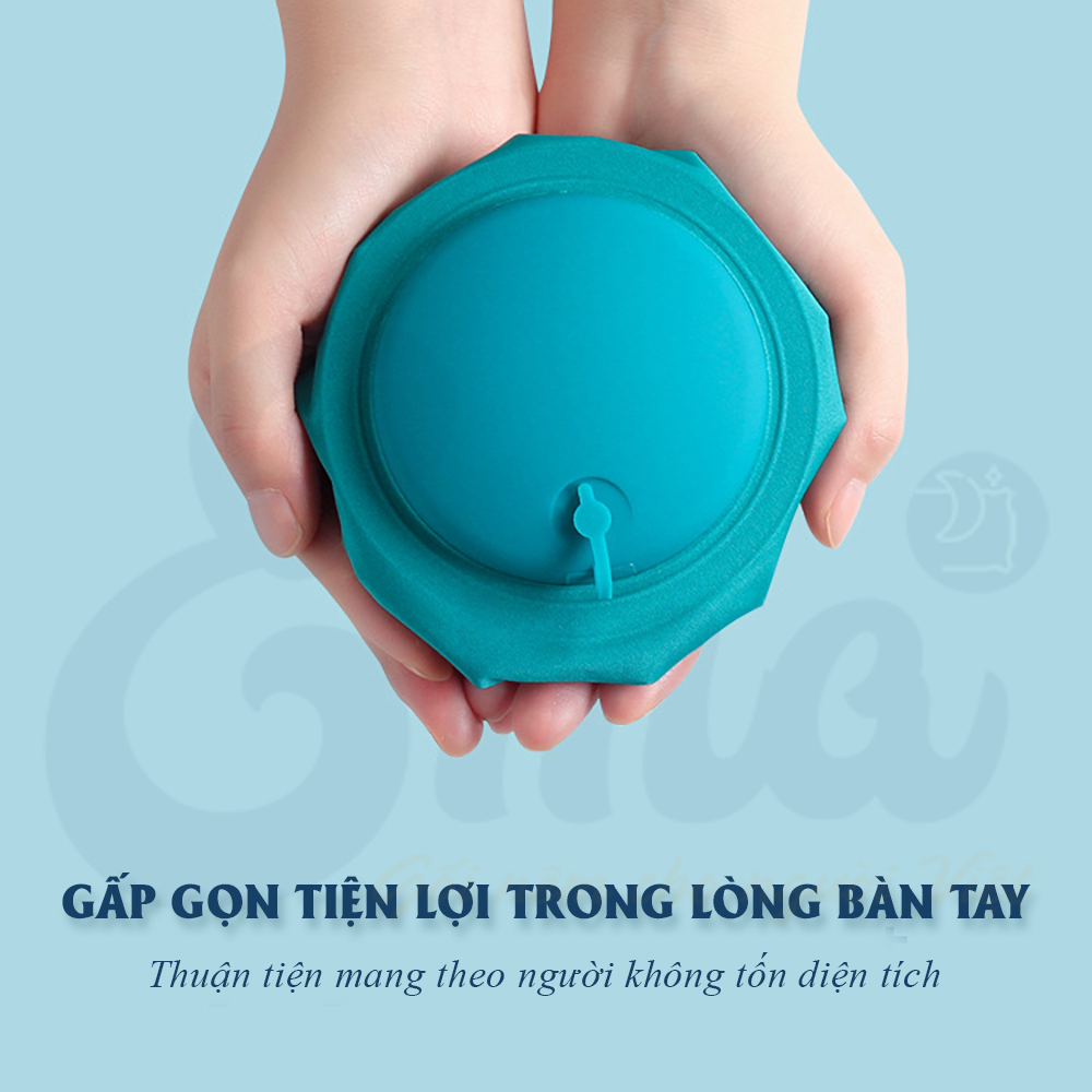 Gối cổ bơm hơi du lịch, dã ngoại có sẵn bơm tay thương hiệu EMA - Nhỏ gọn - Tiện mang theo