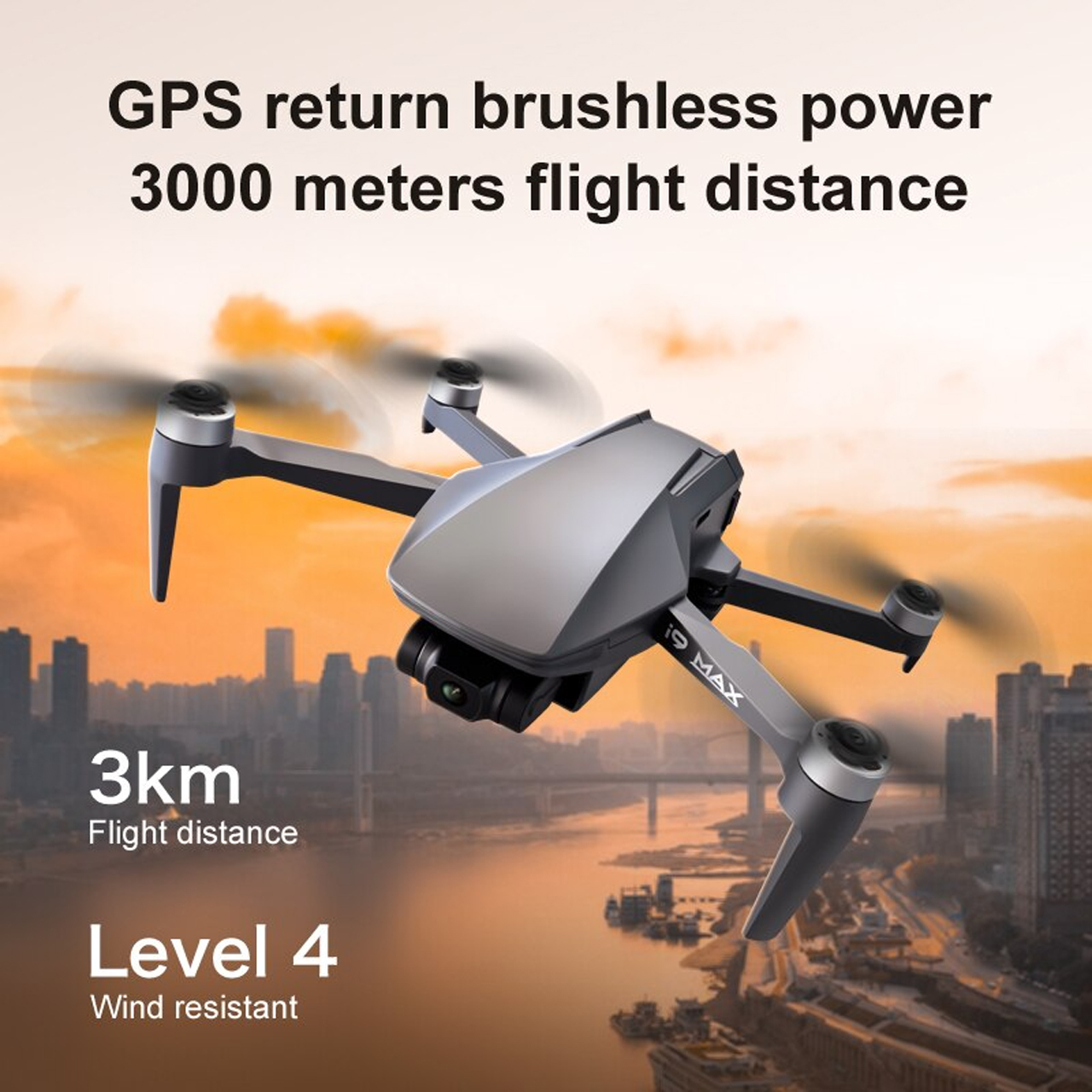 Flycam mini giá rẻ camera 4k i9 Max - Máy bay flycam thế hệ mới gimbal 3 trục, G.P.S, bay 3km, thời gian bay 25 phút, động cơ không chổi than, cảm biến chống va chạm - hàng chính hãng