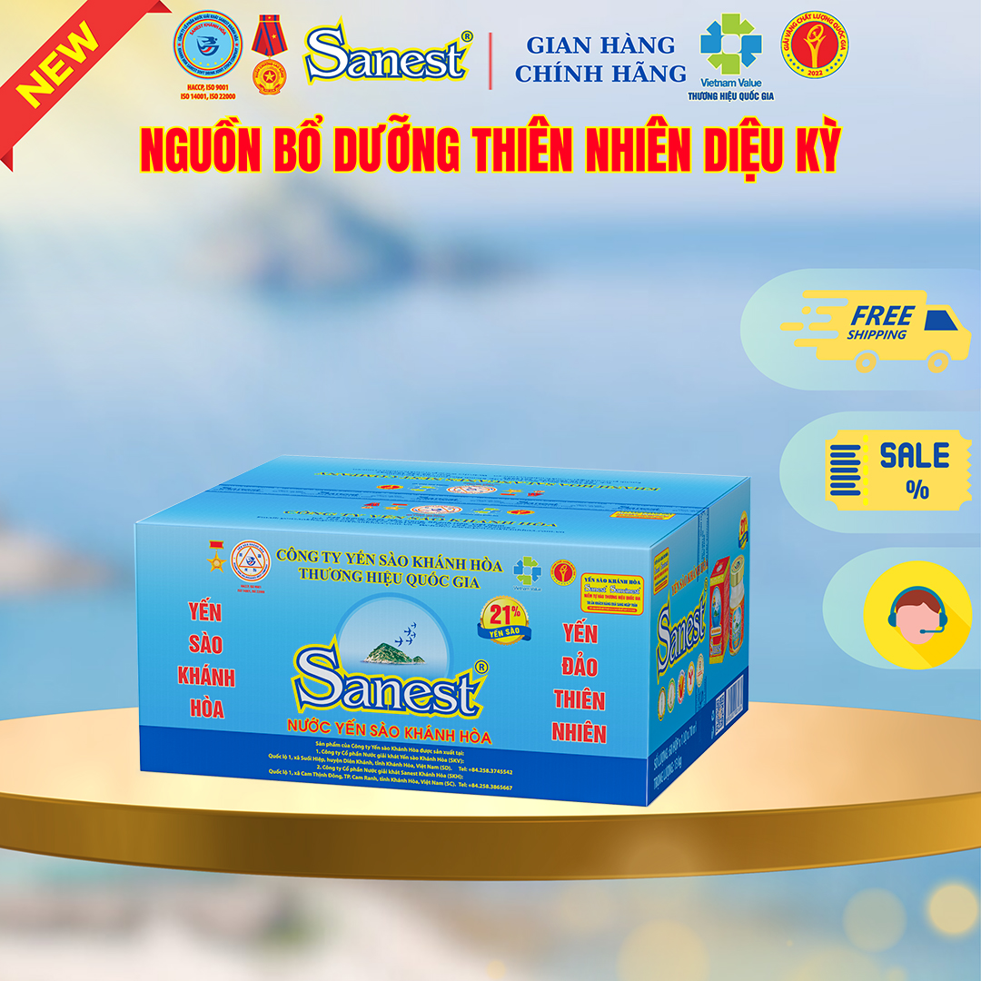NEW [Combo 30 lọ] Nước Yến sào Khánh Hòa Sanest 21% - Có đường