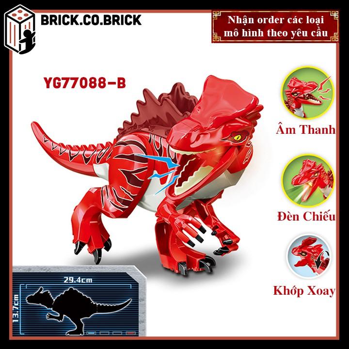 Mô hình Đồ chơi lắp ráp  Khủng long Dinosaurs Park Tyrannosau T Rex Jurassic YG77088 (Có Đèn + Tiếng)