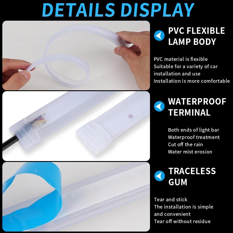 2 CÁI không thấm nước Linh hoạt phổ quát Đèn LED ô tô DRL Đèn chạy ban ngày Đèn pha chạy di động Thanh đèn LED Đèn xi nhan phanh