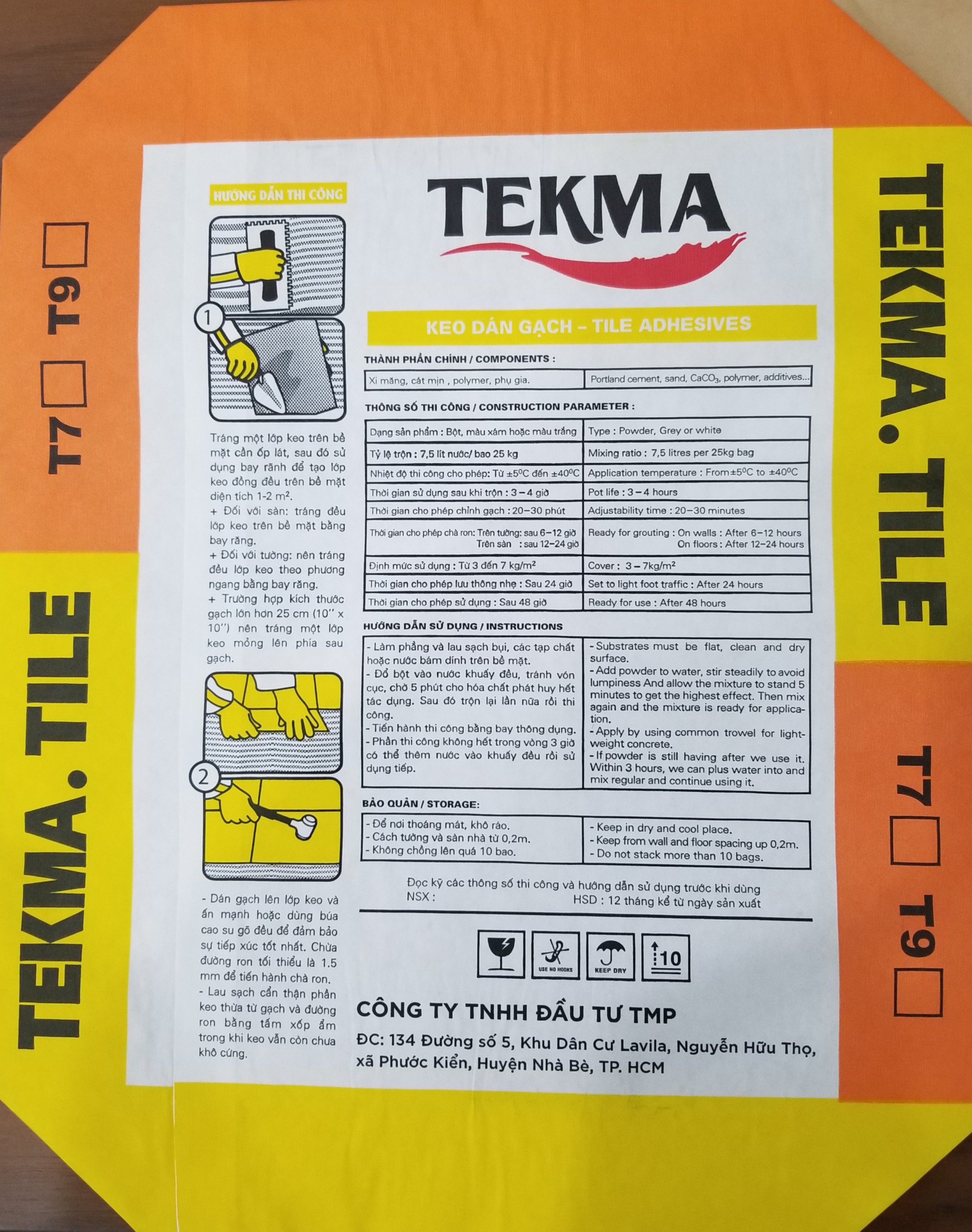 Keo Dán Gạch Tekma Tile T7X - Bao 25kg - Màu Xám