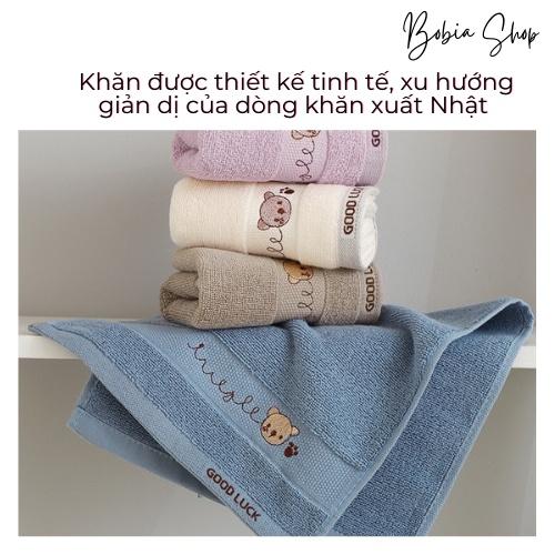 Khăn mặt cotton cho bé hình gấu nhỏ cute siêu dày dặn, siêu thấm hút, siêu mềm mại 50x25cm