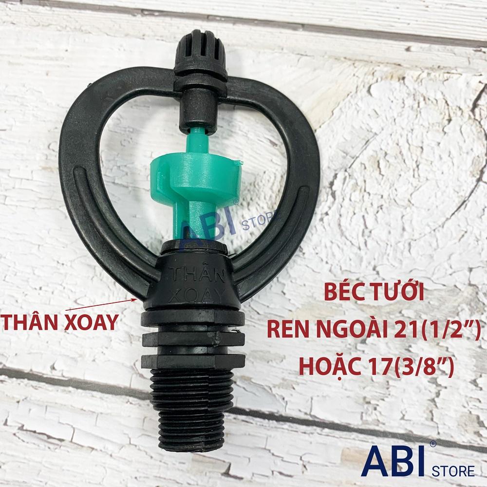 Béc tưới phun mưa xoay 360 độ ren ngoài 21 hoặc 17