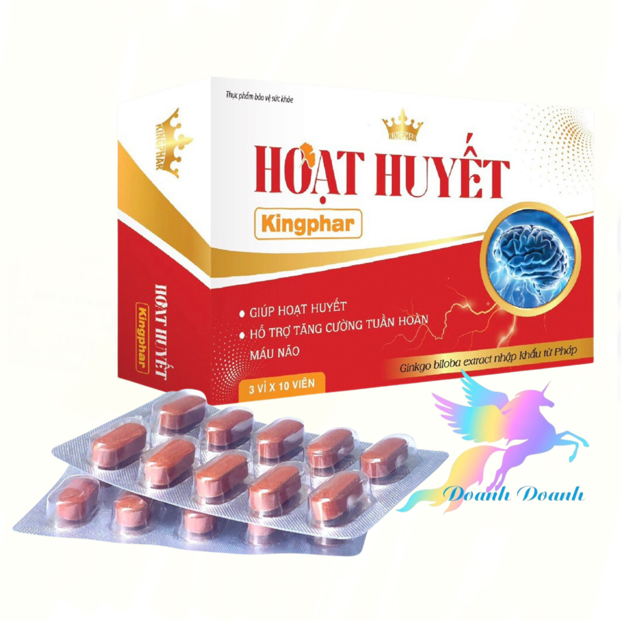 Hoạt huyết dưỡng não Kingphar, hộp 30 viên, nguyên liệu nhập Pháp