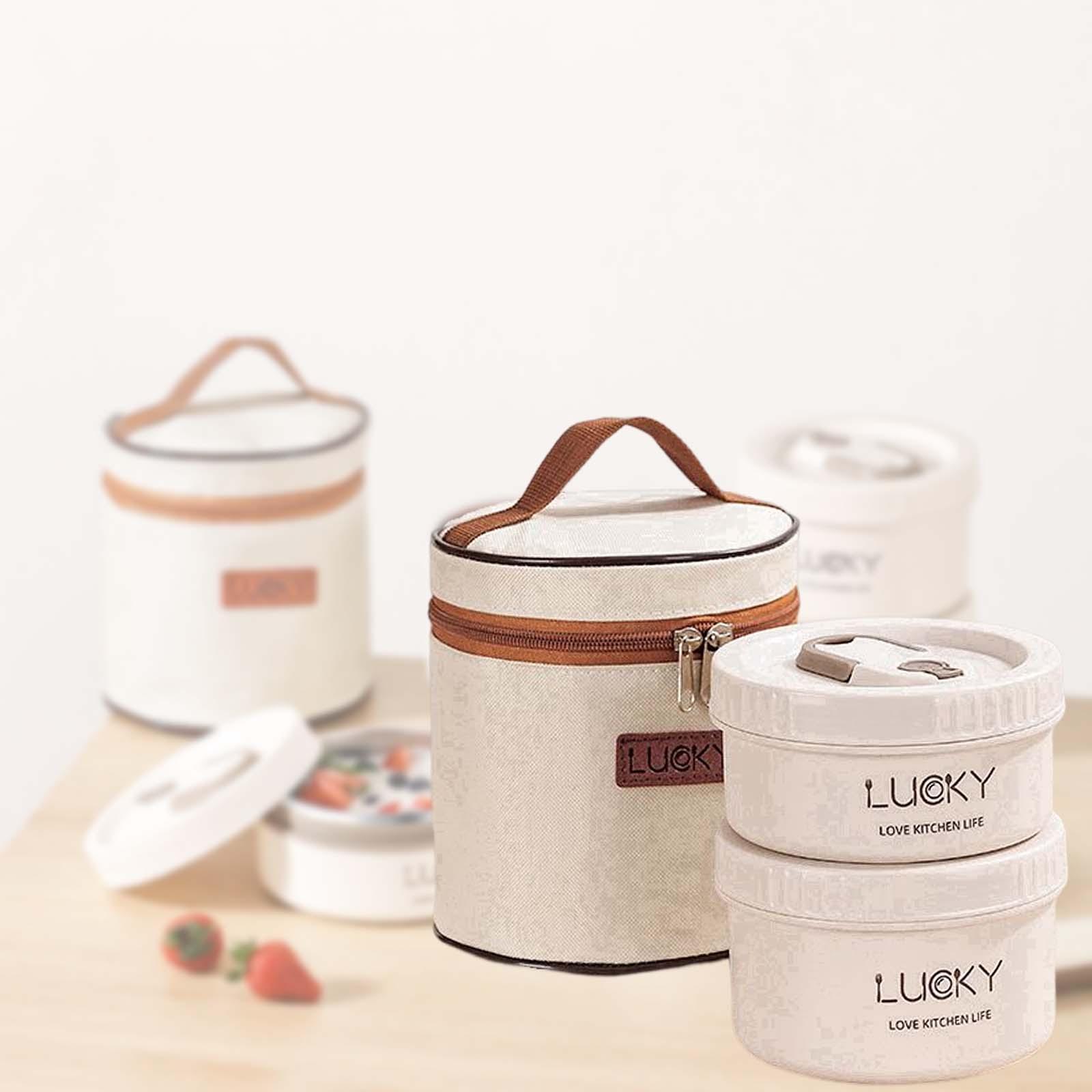 Insulated Bento Box with Flatware Cutlery Set Snack for Home Office