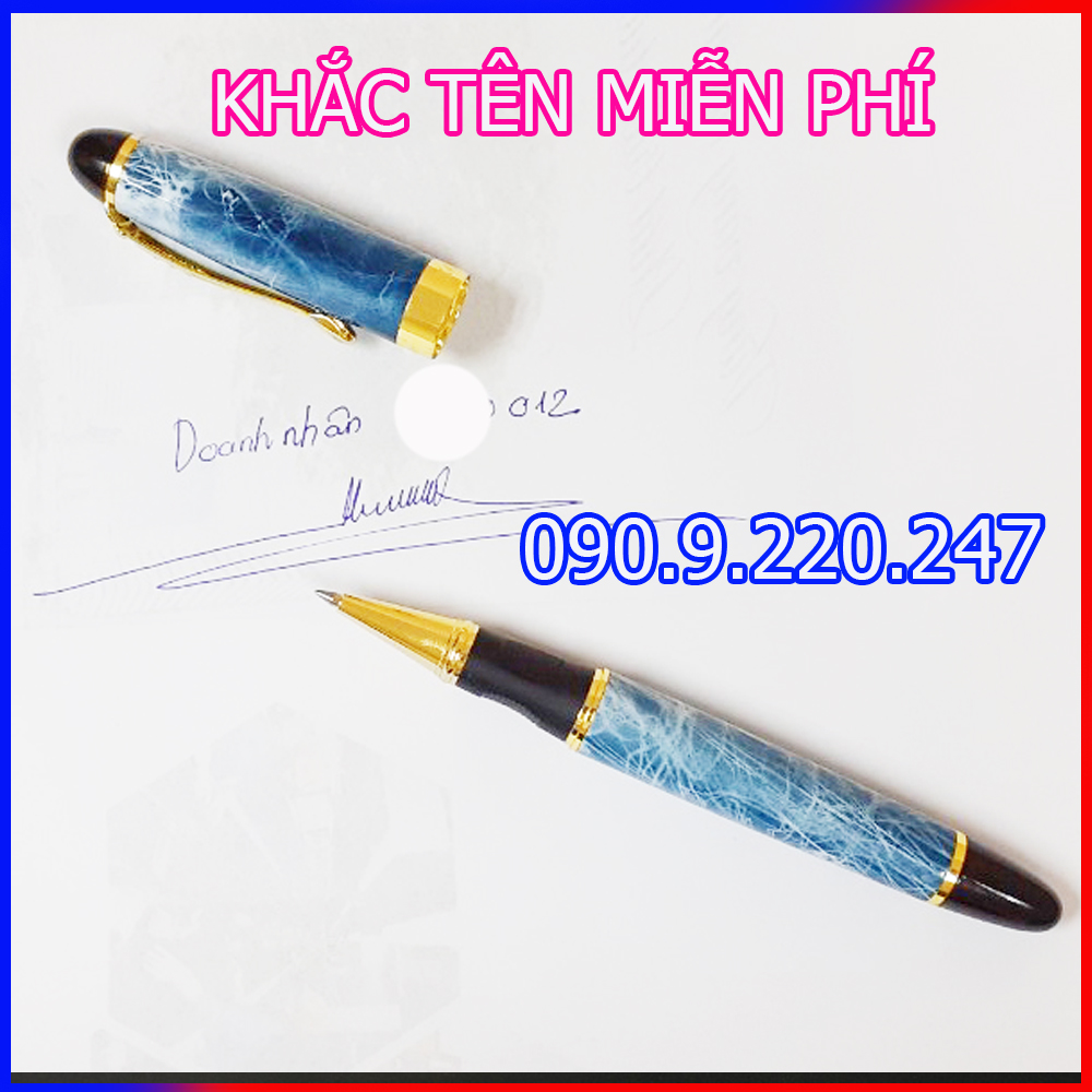 (Gift) Bút ký khắc tên cao cấp doanh nhân LC012, thép nguyên khối hoạ tiết vân đá, mực đều ở mọi góc nghiêng