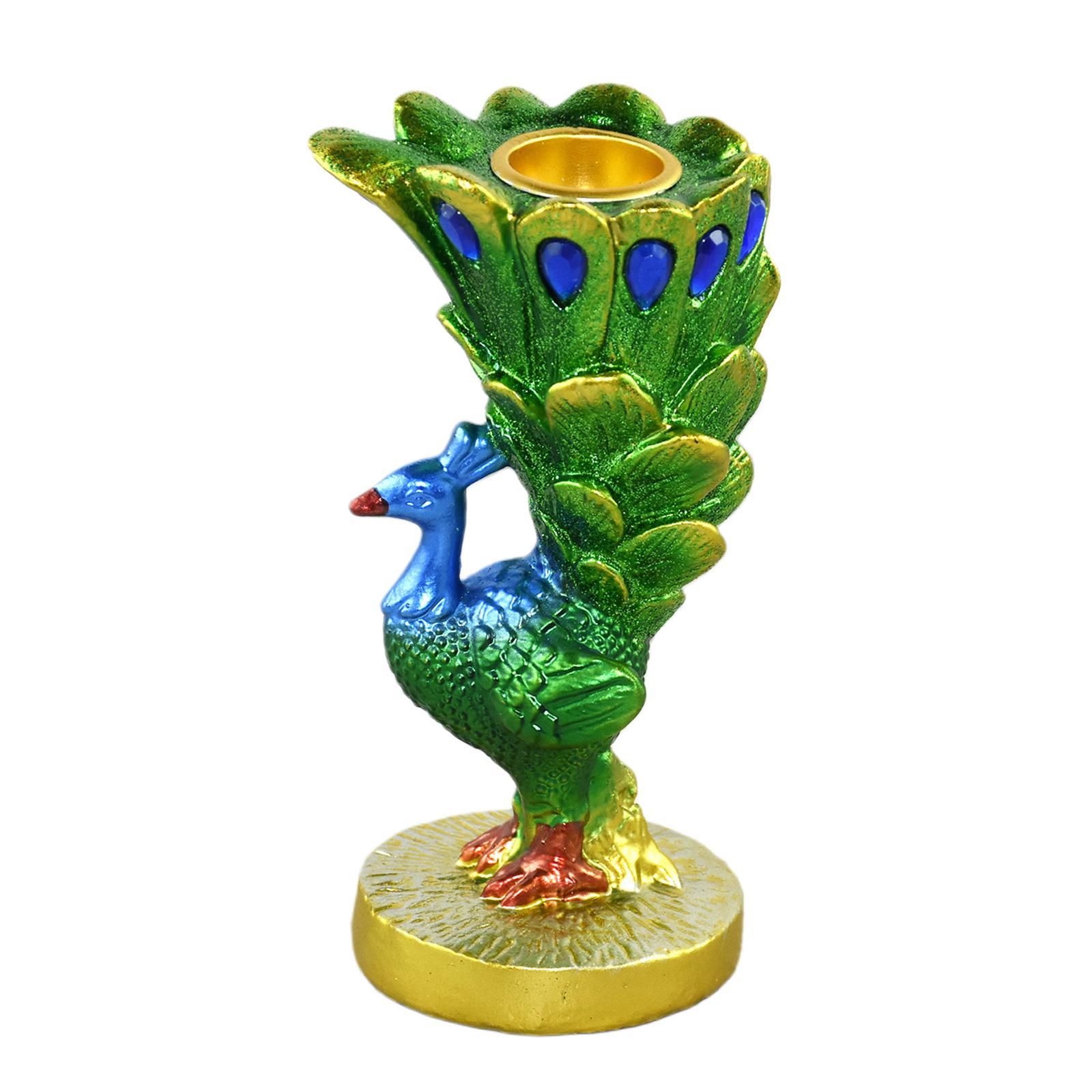 Lifelike Peacock Candle Holder Tealight Holder Miniature Statue for Ornament